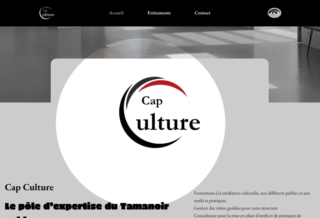 Cap Culture C'est la page d'accueil du site "Cap culture". Site réalisé par Spixara en suivant le cahier des charges, la chartes graphiques et les corrections de l'entreprise. Le logo est également une création de Spixara.